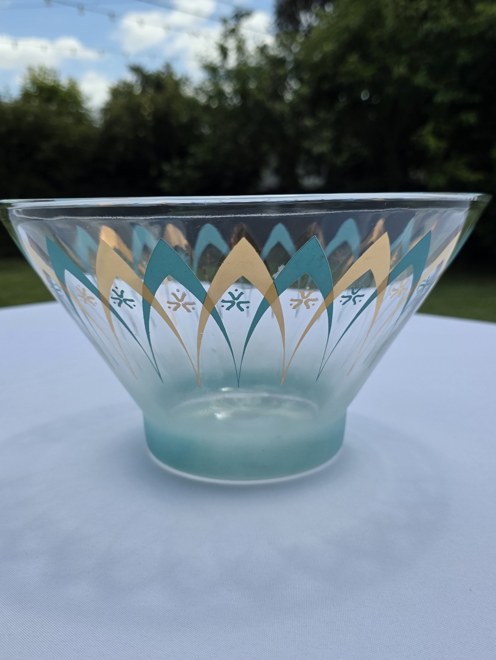 MCM Anchor Hocking Blendo Atomic "Happy Hour" Chip & Dip Set - Turquois - Picture 2 of 15